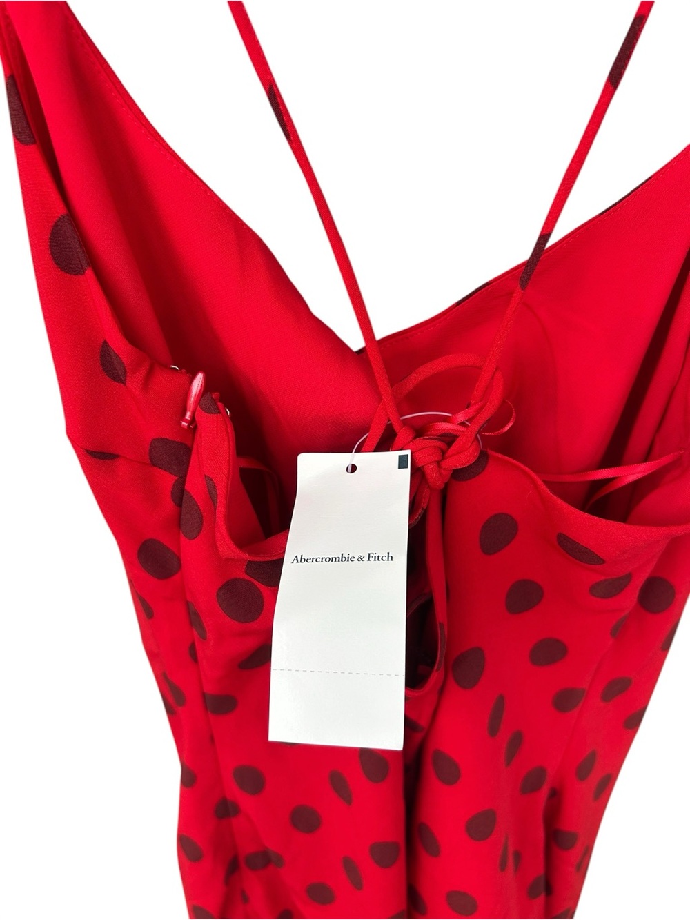 Abercrombie & Fitch NWT Red Polka Dot Mini Slip Dress - Size Small Petite - Picture 7 of 13